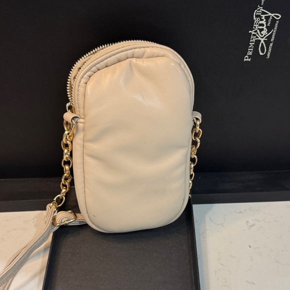 Cream Mini Crossbody Bag with Gold Chain Strap - Picture 4 of 6